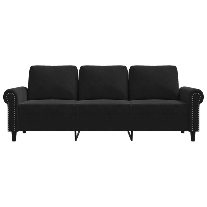 3-Sitzer-Sofa Schwarz 180 cm Samt