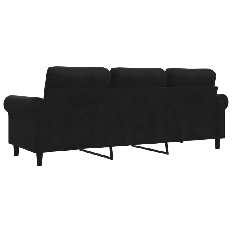 3-Sitzer-Sofa Schwarz 180 cm Samt