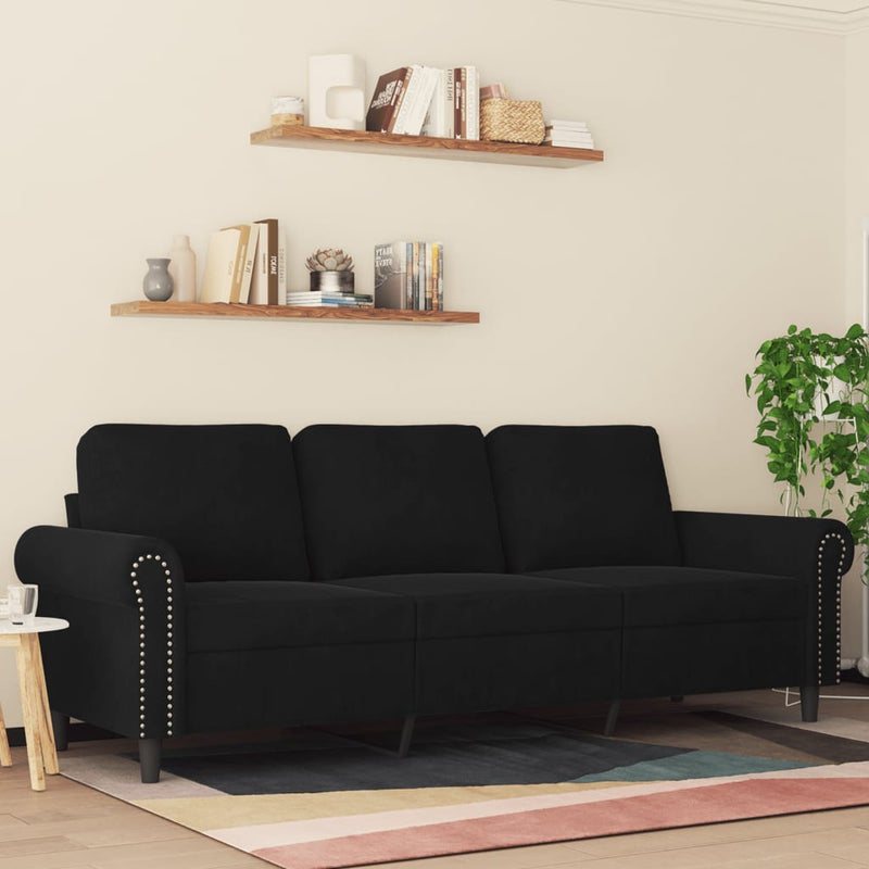 3-Sitzer-Sofa Schwarz 180 cm Samt