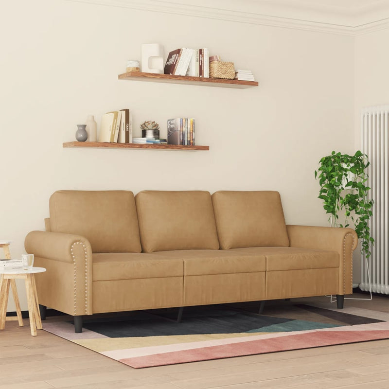 3-Sitzer-Sofa Braun 180 cm Samt