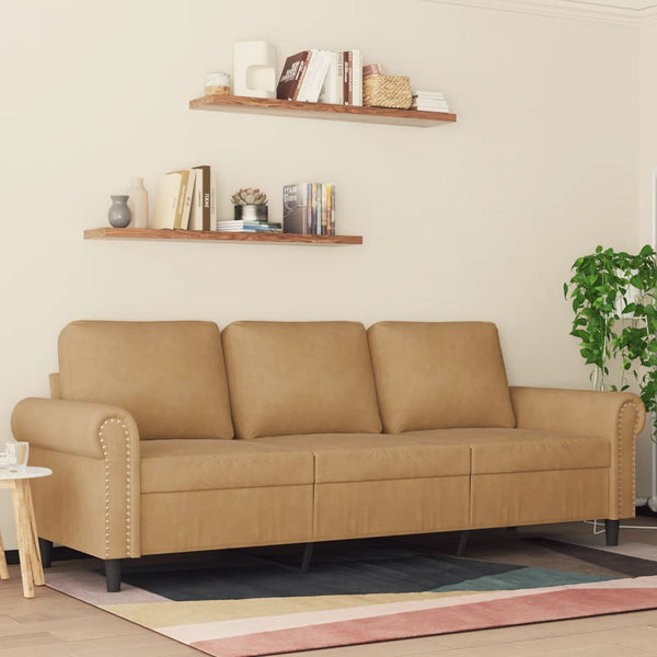 3-Sitzer-Sofa Braun 180 cm Samt