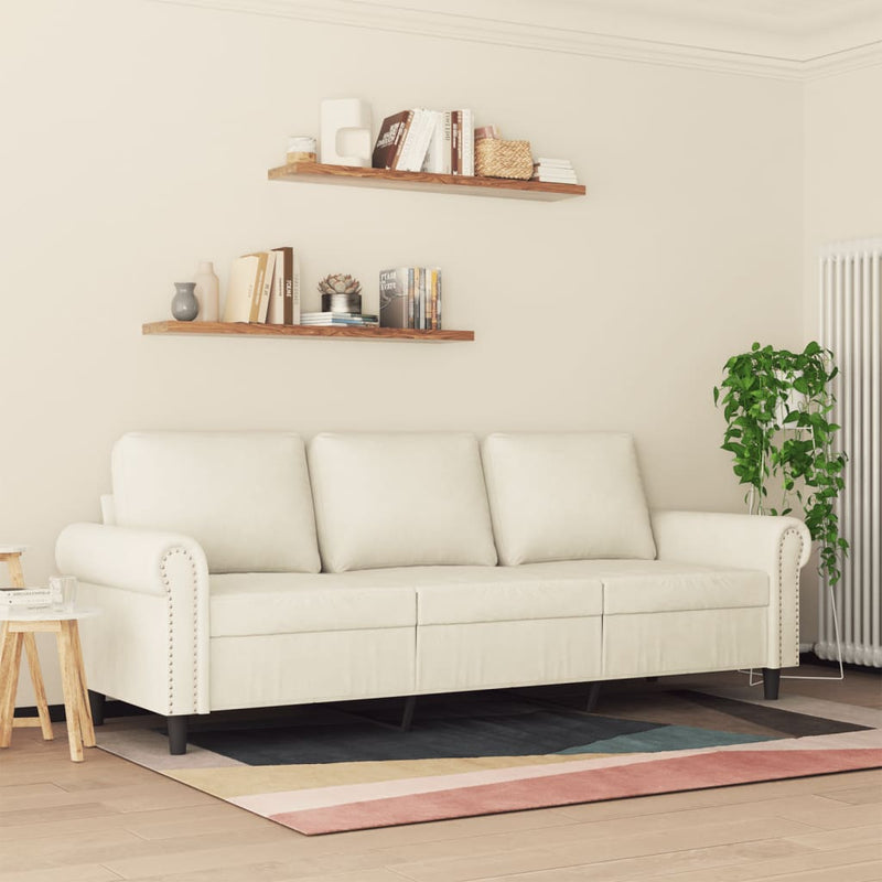 3-Sitzer-Sofa Creme 180 cm Samt