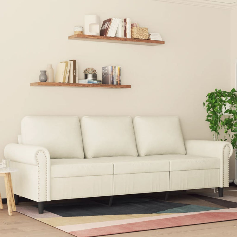 3-Sitzer-Sofa Creme 180 cm Samt