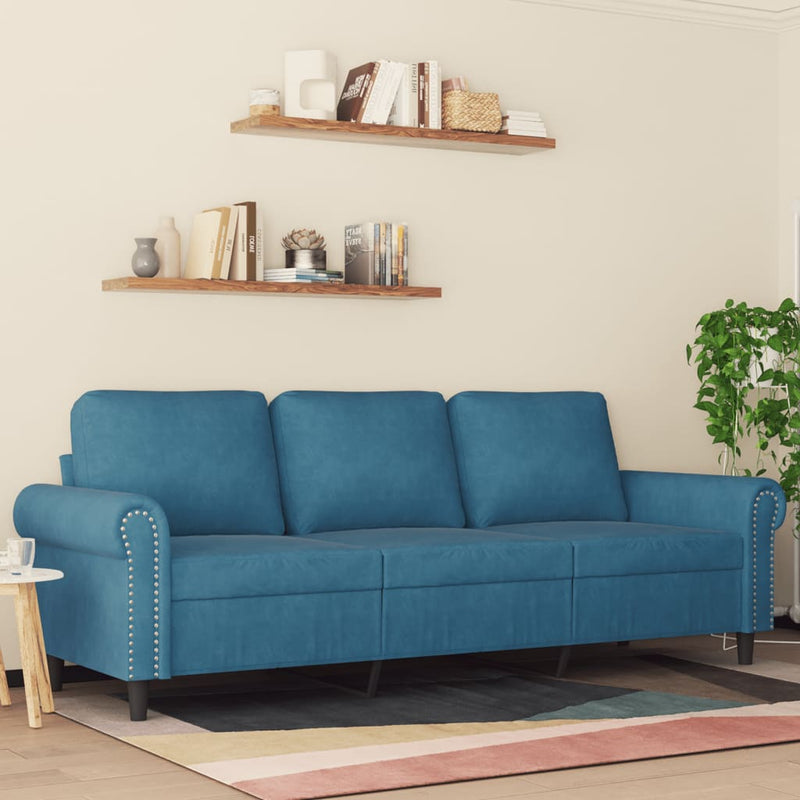 3-Sitzer-Sofa Blau 180 cm Samt