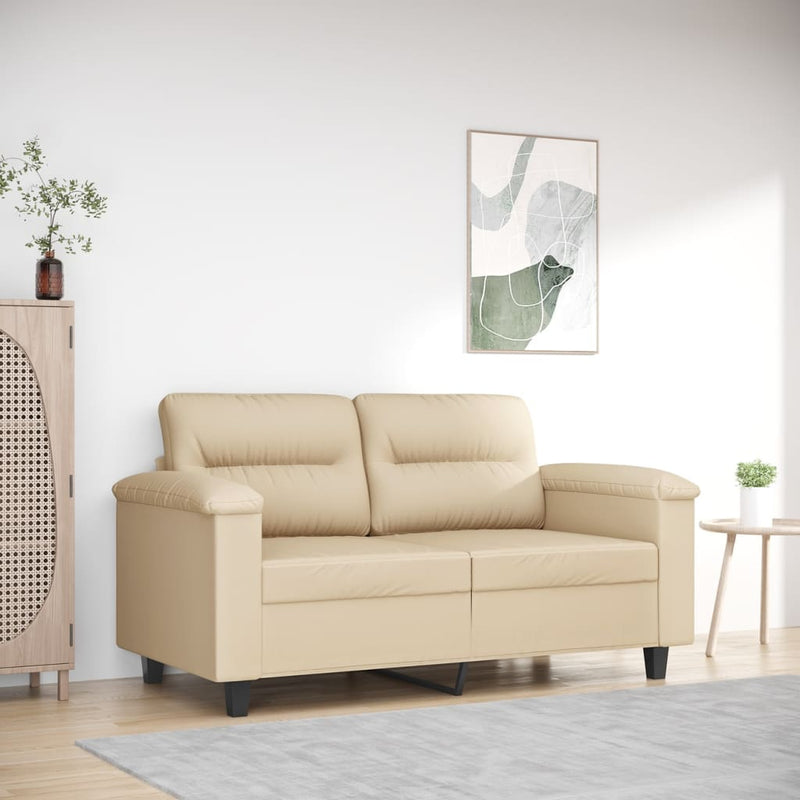 2-Sitzer-Sofa Creme 120 cm Mikrofasergewebe