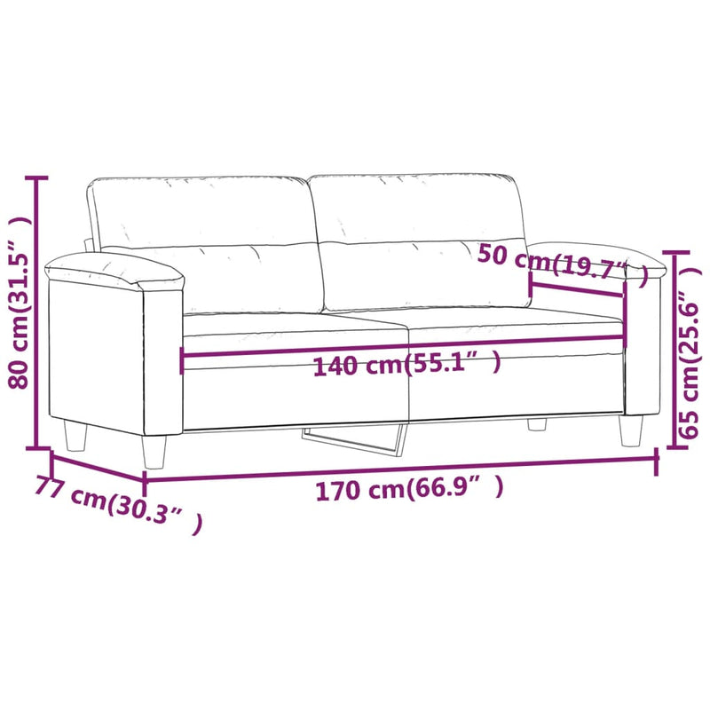 2-Sitzer-Sofa Beige 140 cm Mikrofasergewebe