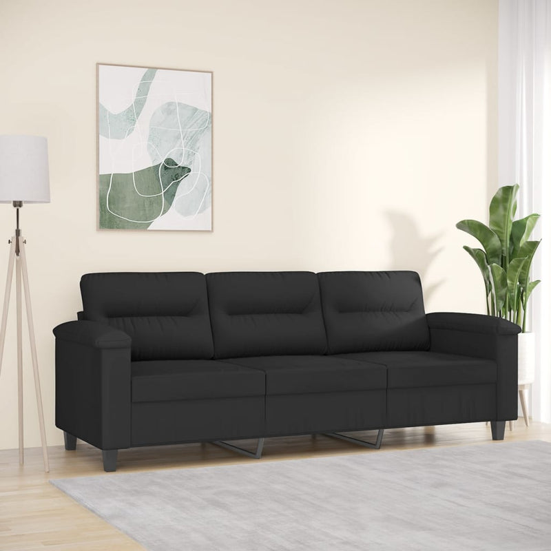 3-Sitzer-Sofa Schwarz 180 cm Mikrofasergewebe