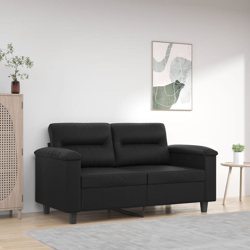 2-Sitzer-Sofa Schwarz 120 cm Kunstleder