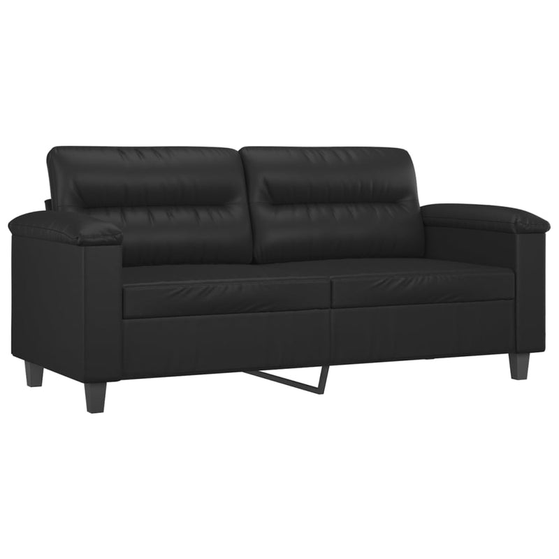 2-Sitzer-Sofa Schwarz 140 cm Kunstleder