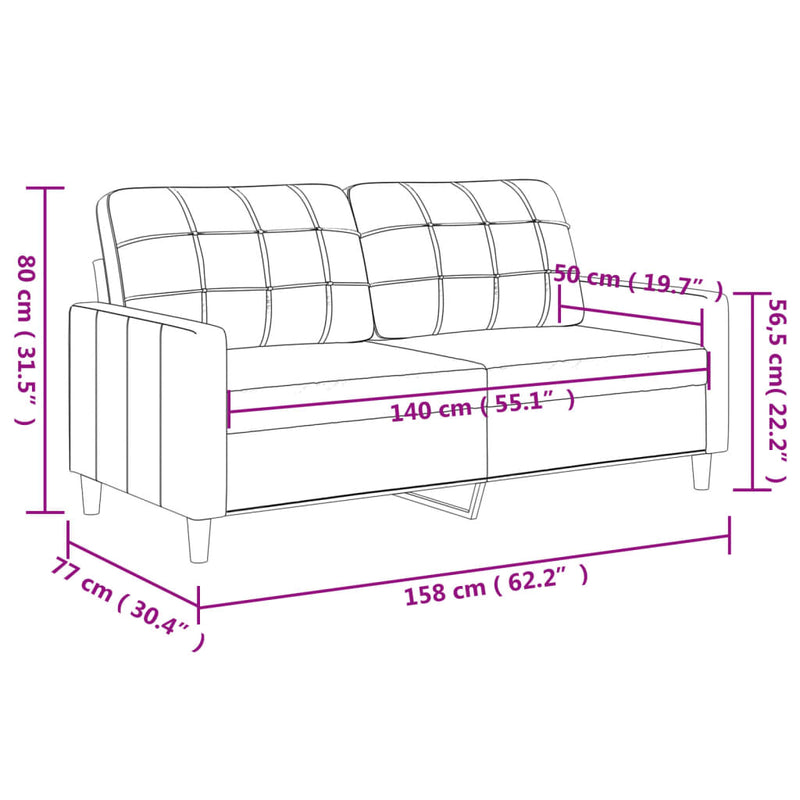 2-Sitzer-Sofa Braun 140 cm Stoff