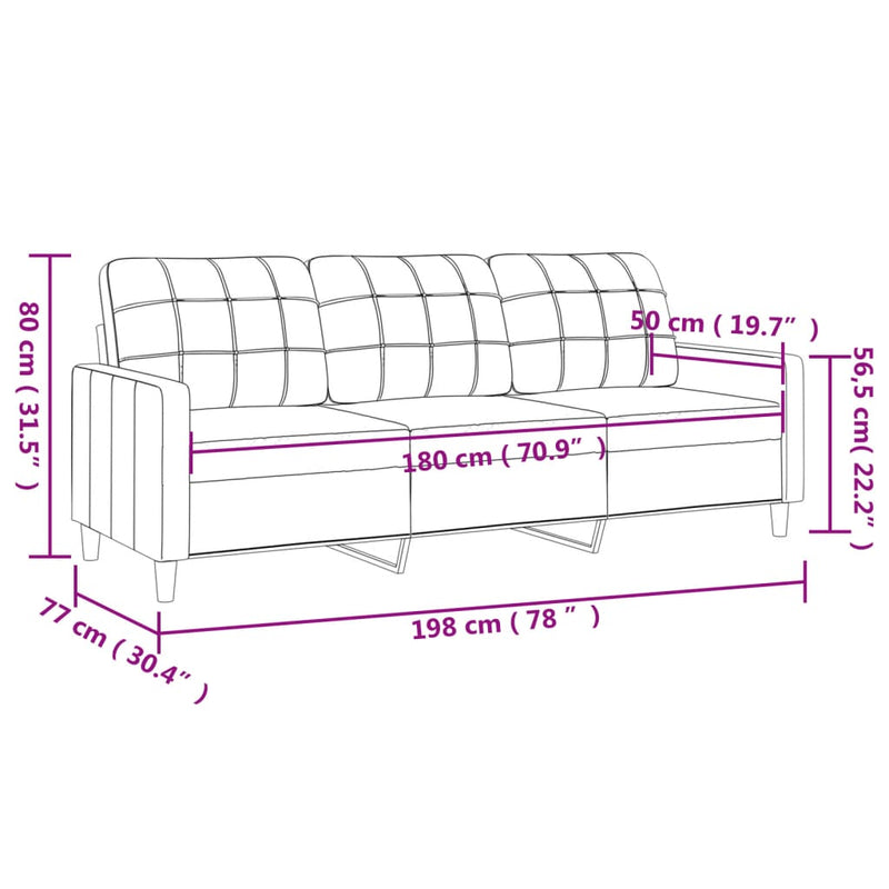 3-Sitzer-Sofa Creme 180 cm Stoff