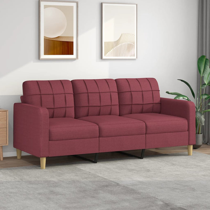 3-Sitzer-Sofa Weinrot 180 cm Stoff