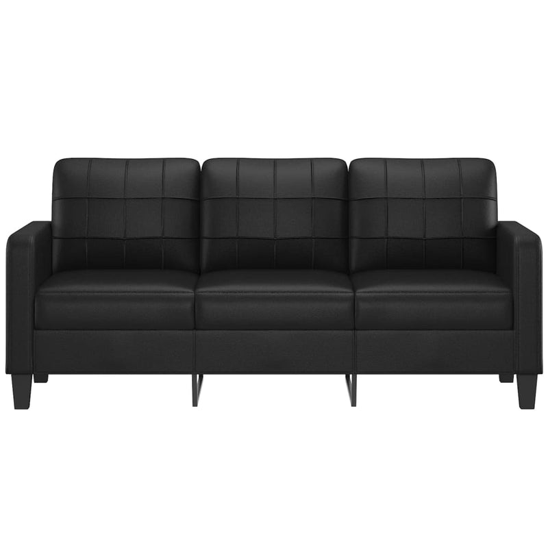 3-Sitzer-Sofa Schwarz 180 cm Kunstleder