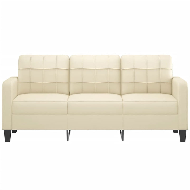 3-Sitzer-Sofa Creme 180 cm Kunstleder