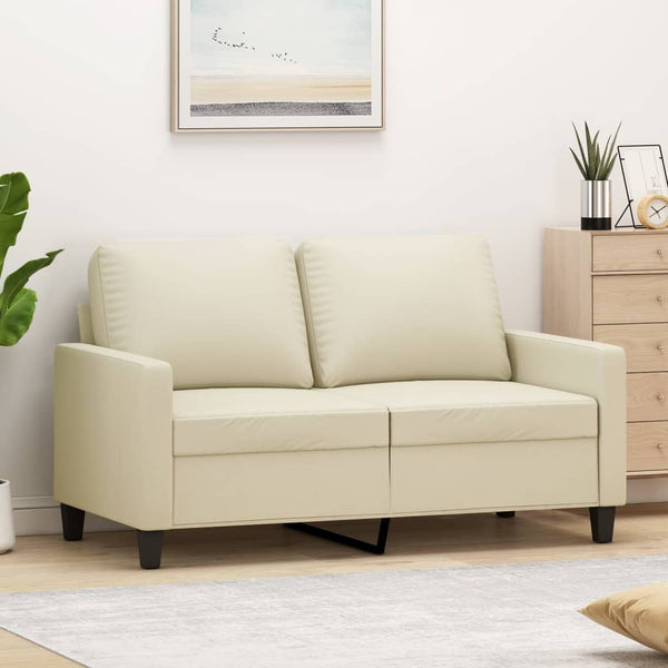 2-Sitzer-Sofa Creme 120 cm Kunstleder