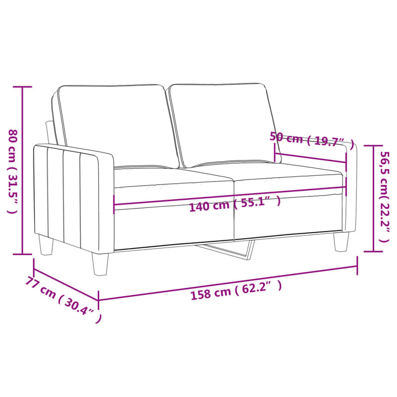 2-Sitzer-Sofa Grau 140 cm Kunstleder