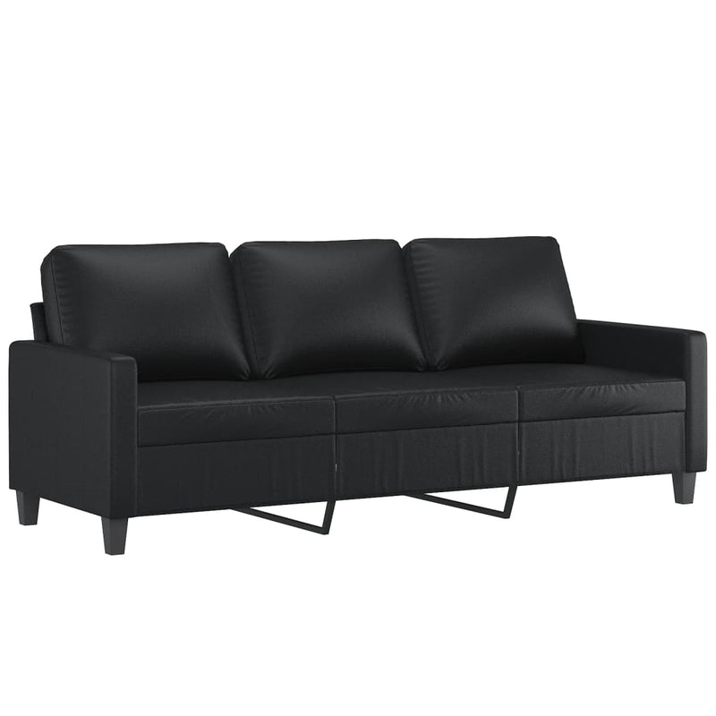 3-Sitzer-Sofa Schwarz 180 cm Kunstleder