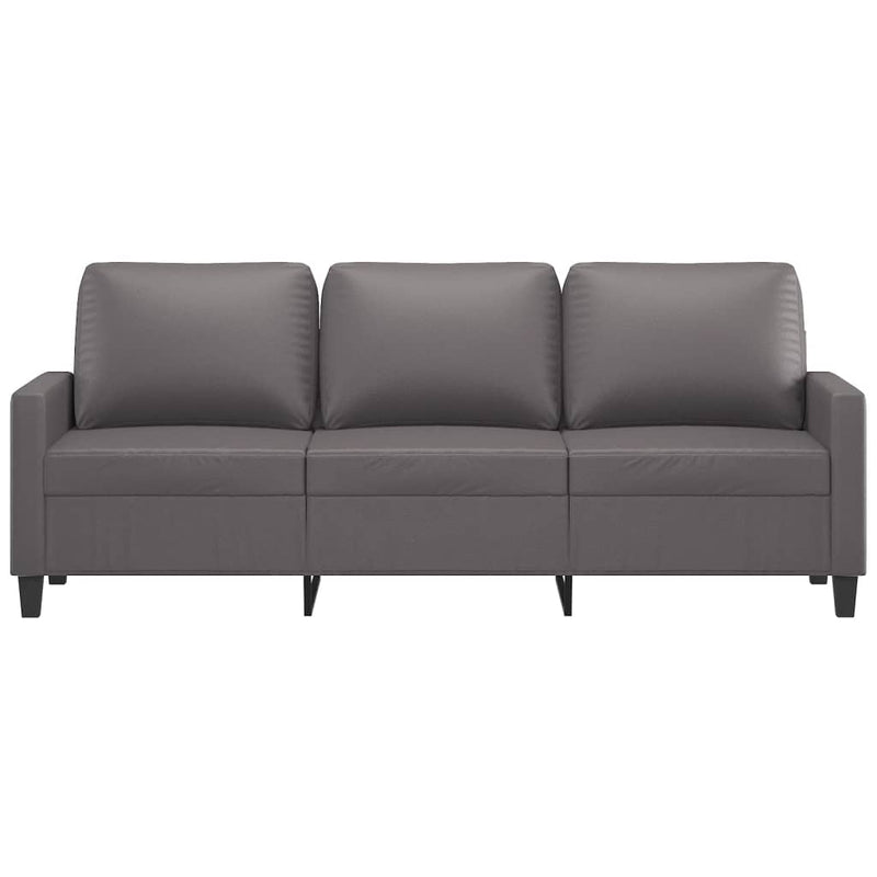 3-Sitzer-Sofa Grau 180 cm Kunstleder