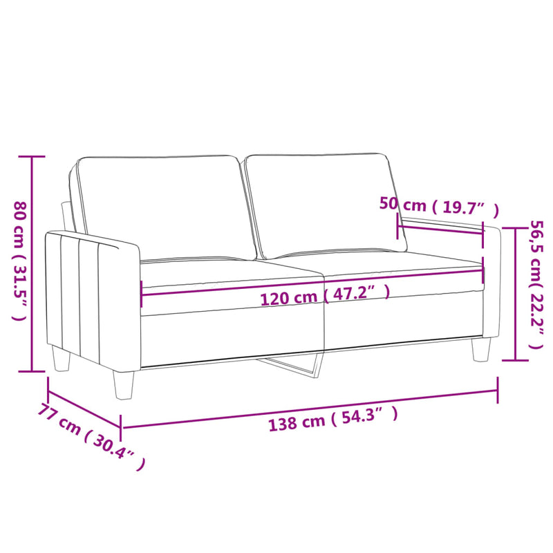 2-Sitzer-Sofa Hellgrau 120 cm Stoff