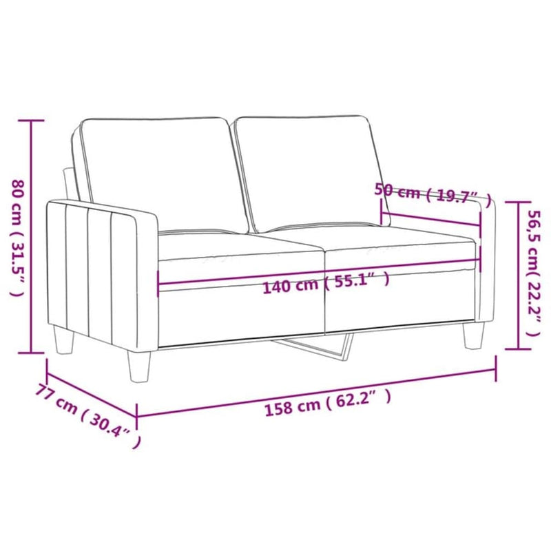 2-Sitzer-Sofa Creme 140 cm Stoff