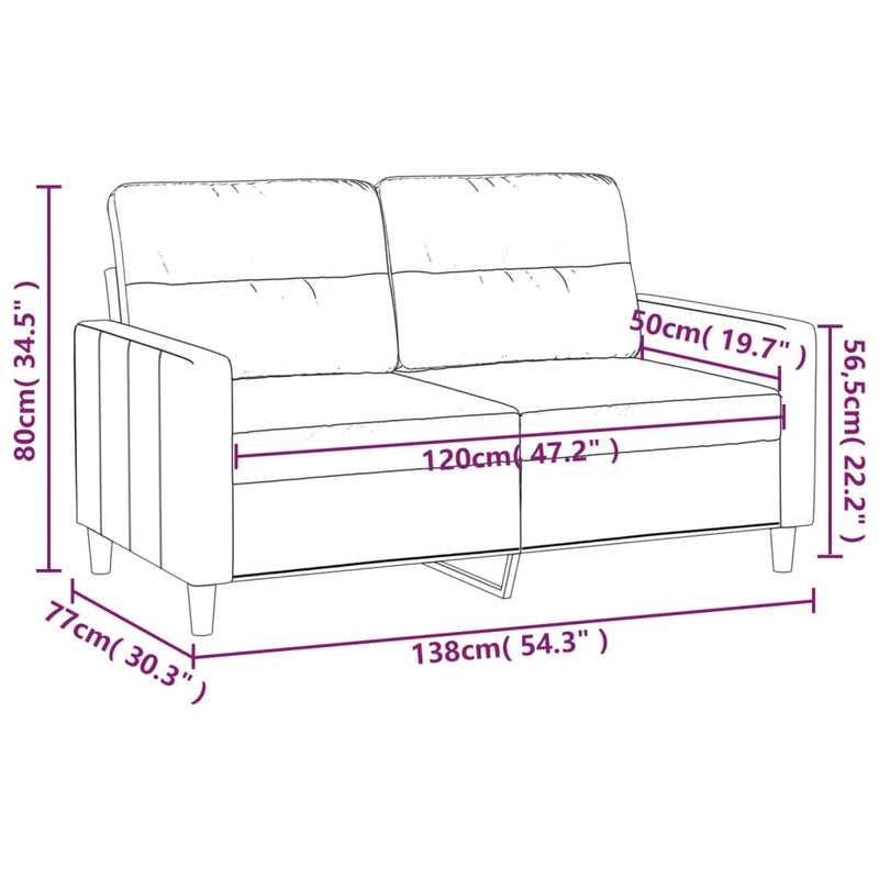 2-Sitzer-Sofa Creme 120 cm Stoff