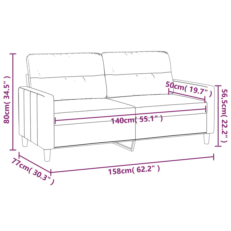 2-Sitzer-Sofa Hellgrau 140 cm Stoff