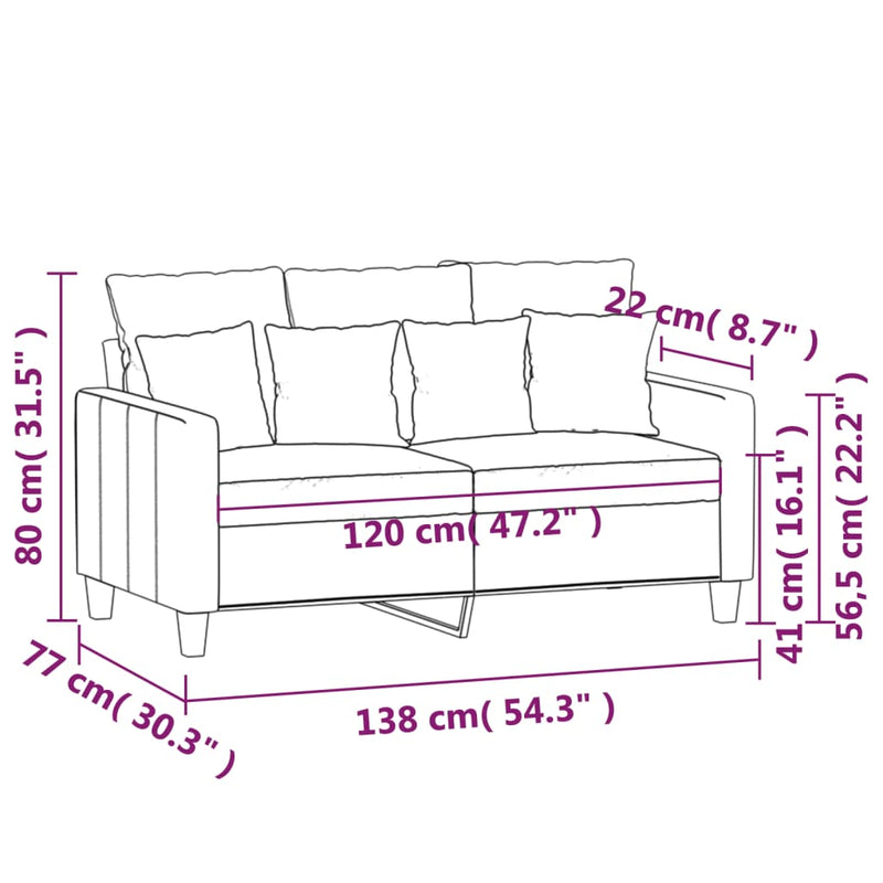 2-Sitzer-Sofa Hellgrau 120 cm Stoff