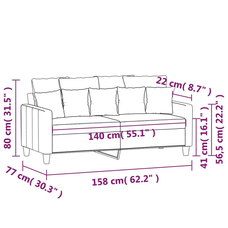 2-Sitzer-Sofa Creme 140 cm Stoff