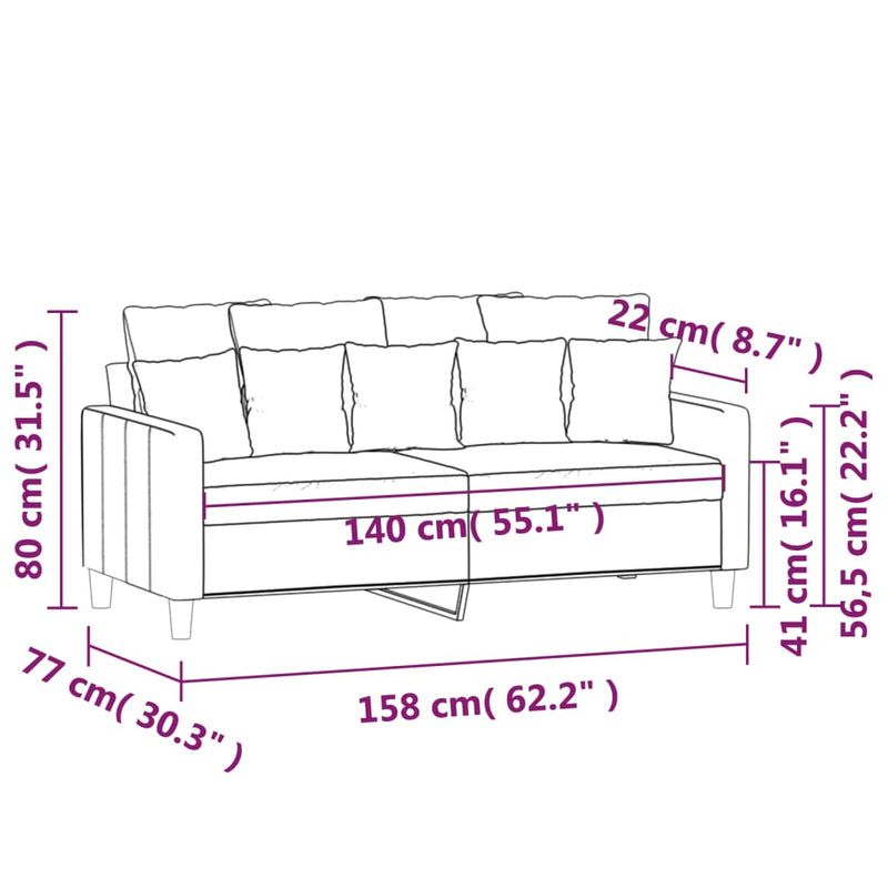 2-Sitzer-Sofa Dunkelgrün 140 cm Samt