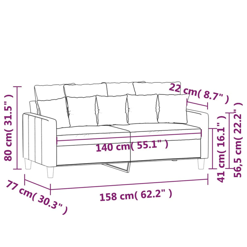 2-Sitzer-Sofa Weinrot 140 cm Samt