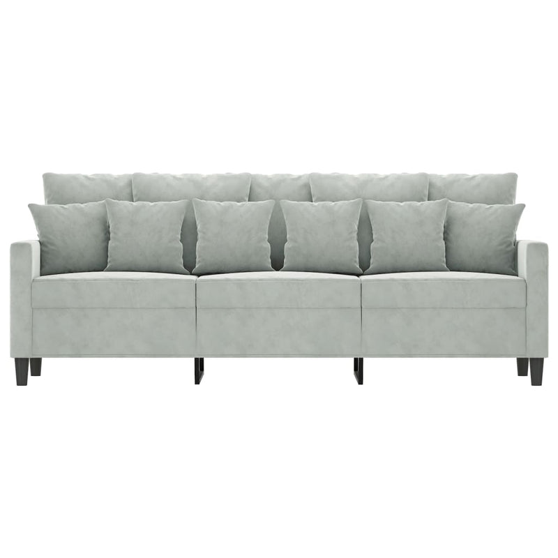 3-Sitzer-Sofa Hellgrau 180 cm Samt