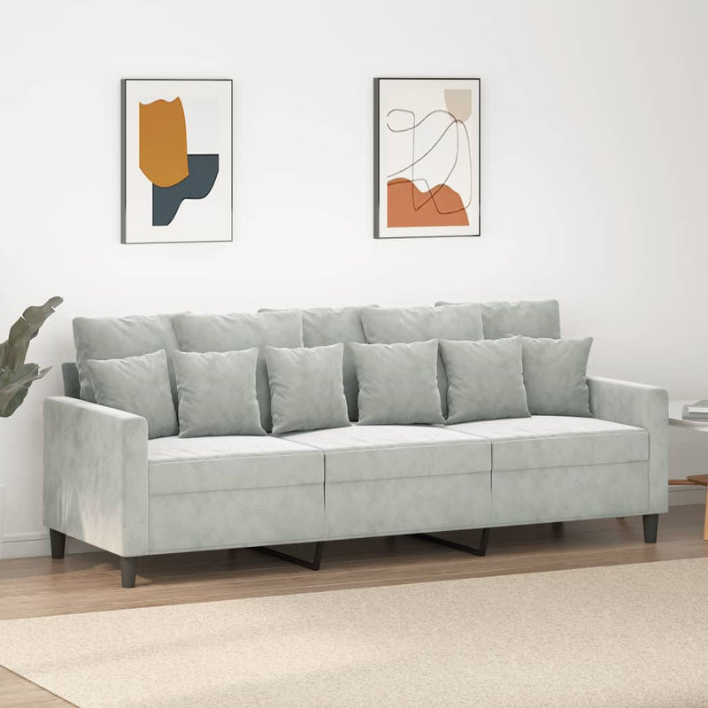 3-Sitzer-Sofa Hellgrau 180 cm Samt