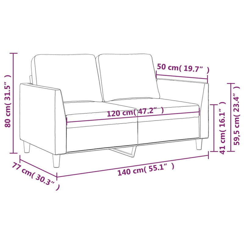 2-Sitzer-Sofa Schwarz 120 cm Kunstleder