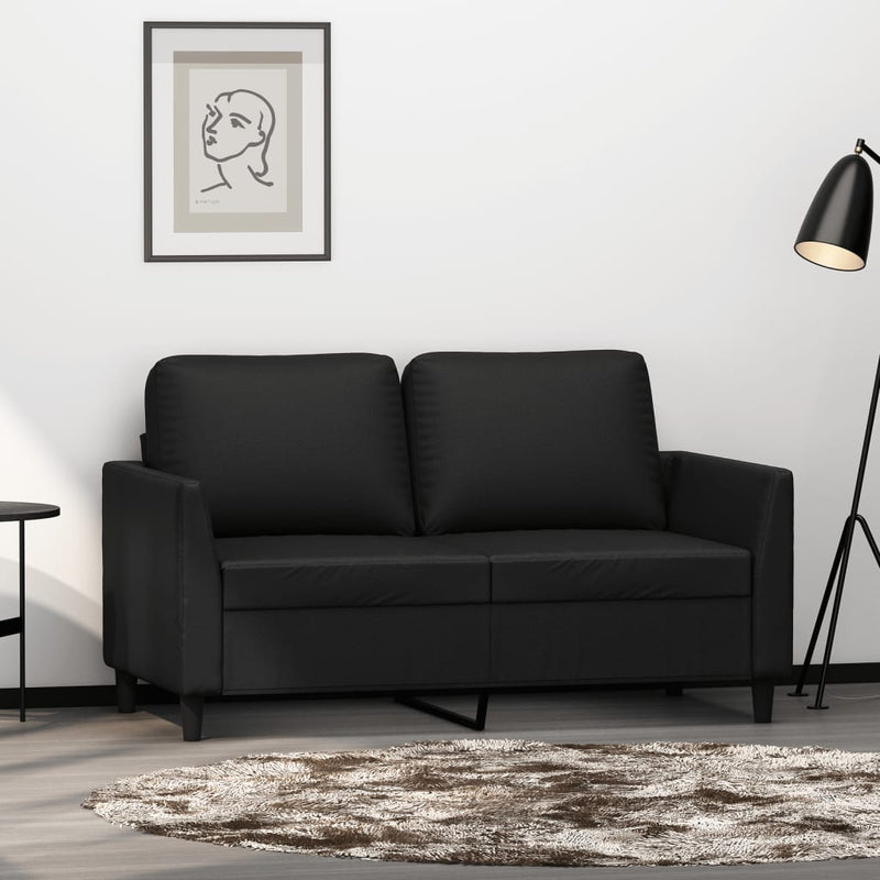 2-Sitzer-Sofa Schwarz 120 cm Kunstleder