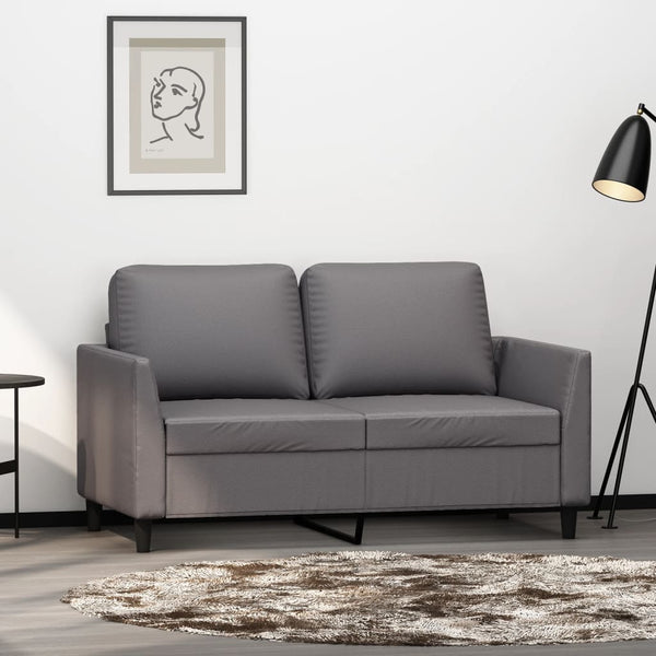 2-Sitzer-Sofa Grau 120 cm Kunstleder