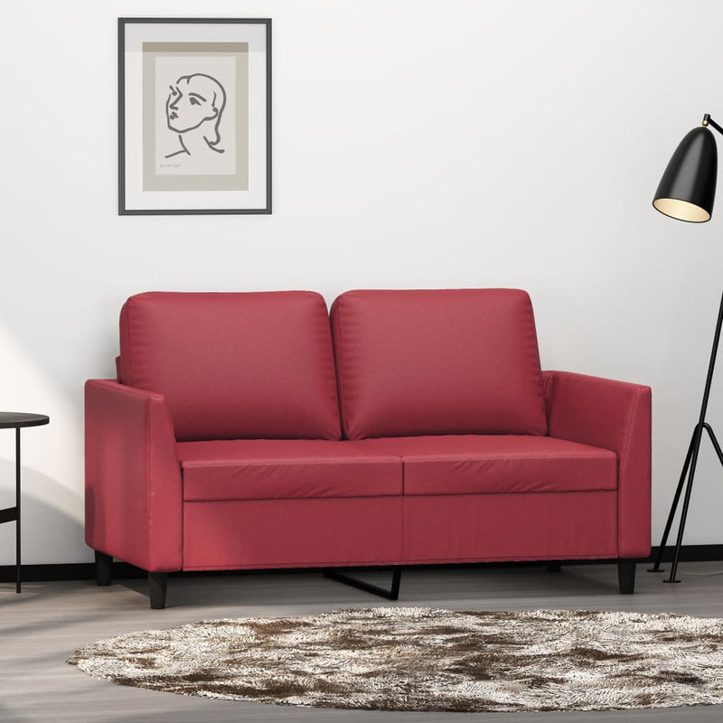 2-Sitzer-Sofa Weinrot 120 cm Kunstleder