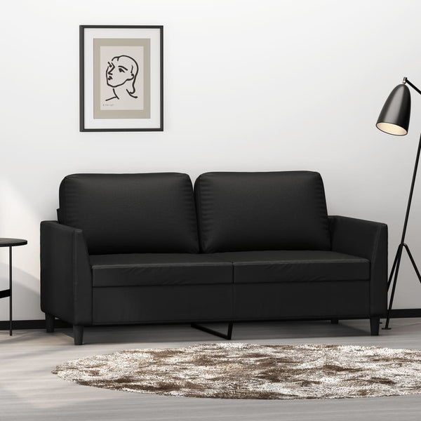 2-Sitzer-Sofa Schwarz 140 cm Kunstleder