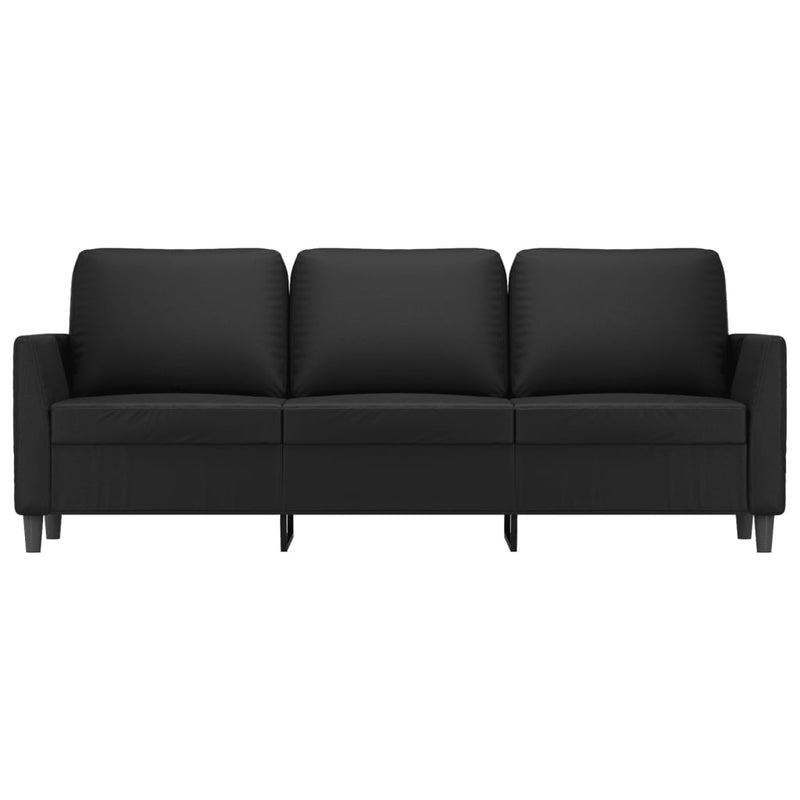 3-Sitzer-Sofa Schwarz 180 cm Kunstleder