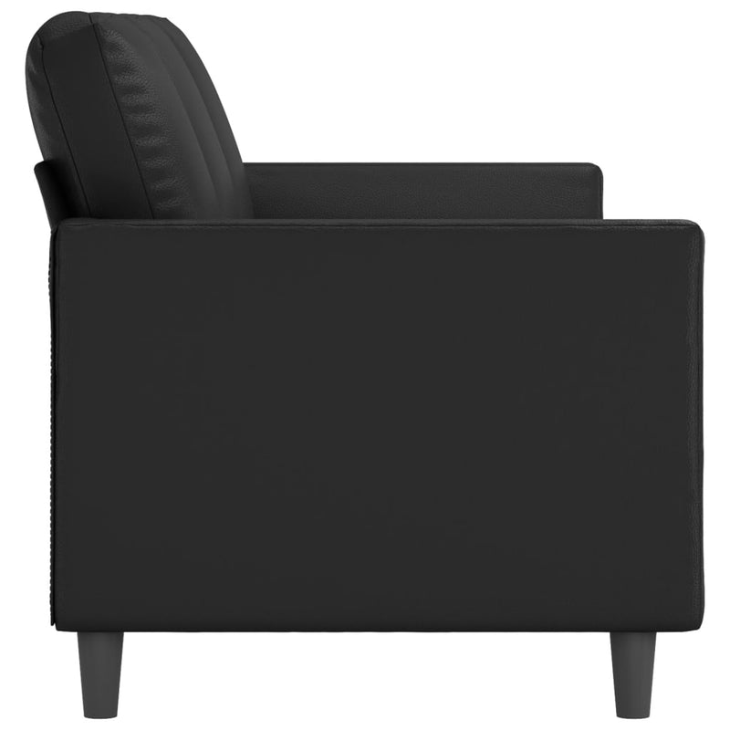 3-Sitzer-Sofa Schwarz 180 cm Kunstleder