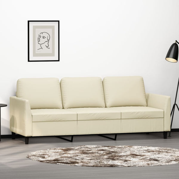 3-Sitzer-Sofa Creme 180 cm Kunstleder