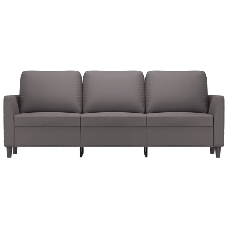 3-Sitzer-Sofa Grau 180 cm Kunstleder