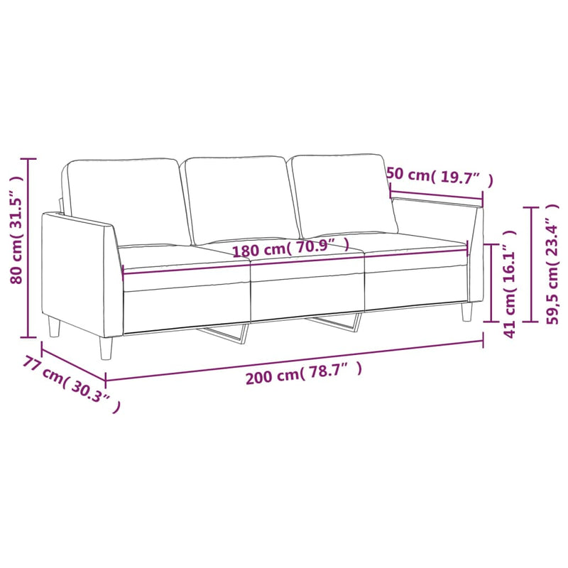 3-Sitzer-Sofa Grau 180 cm Kunstleder