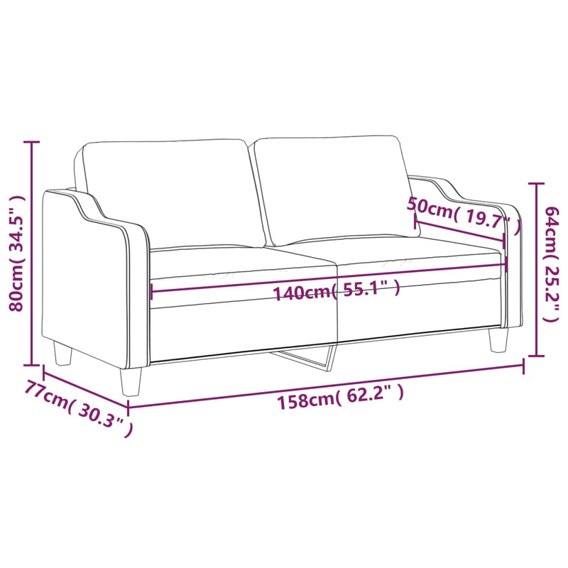 2-Sitzer-Sofa Weinrot 140 cm Stoff