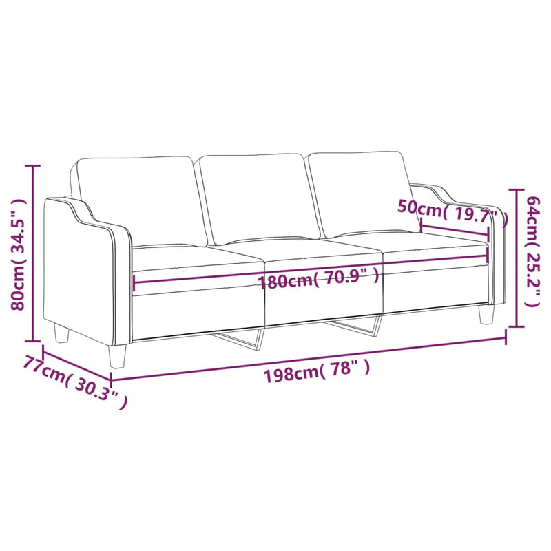 3-Sitzer-Sofa Braun 180 cm Stoff