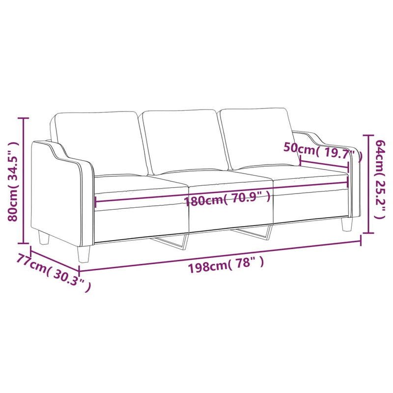 3-Sitzer-Sofa Taupe 180 cm Stoff