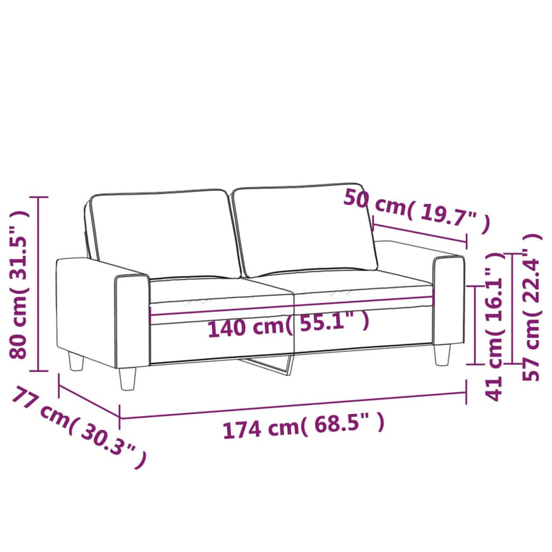 2-Sitzer-Sofa Creme 140 cm Stoff