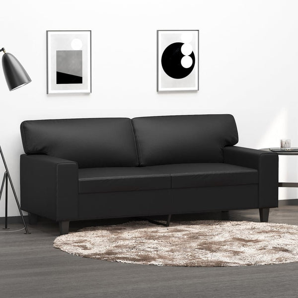 2-Sitzer-Sofa Schwarz 140 cm Kunstleder