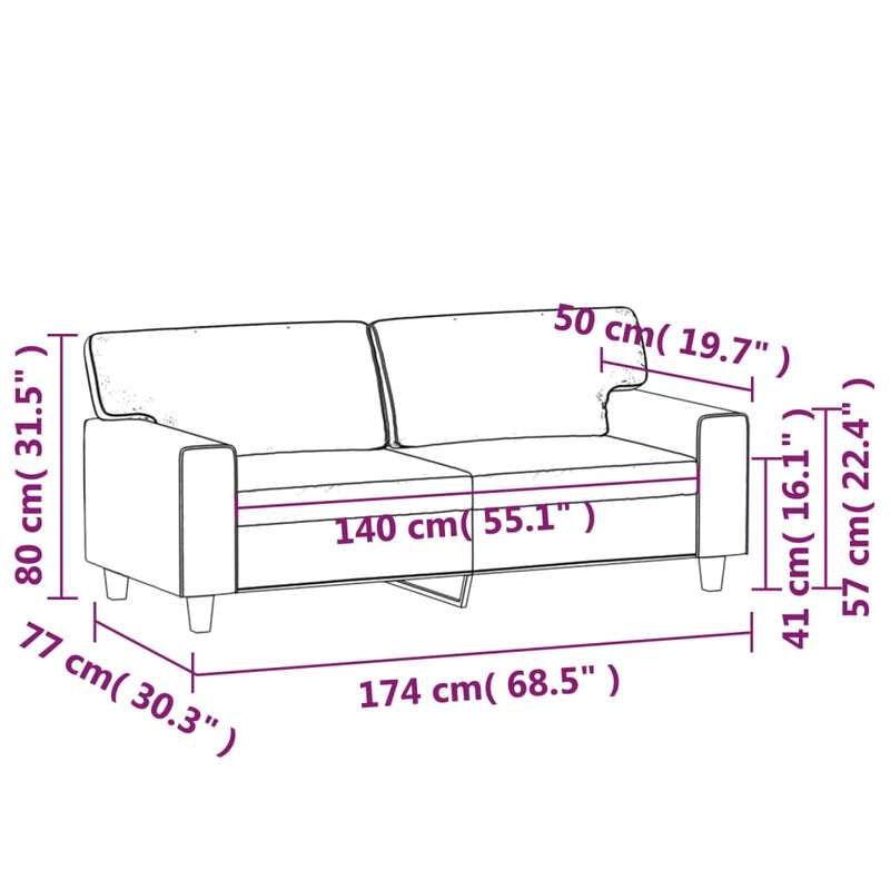 2-Sitzer-Sofa Grau 140 cm Kunstleder