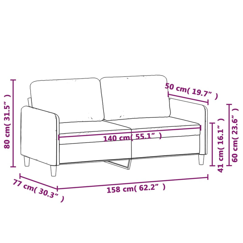 2-Sitzer-Sofa Dunkelgrün 140 cm Samt