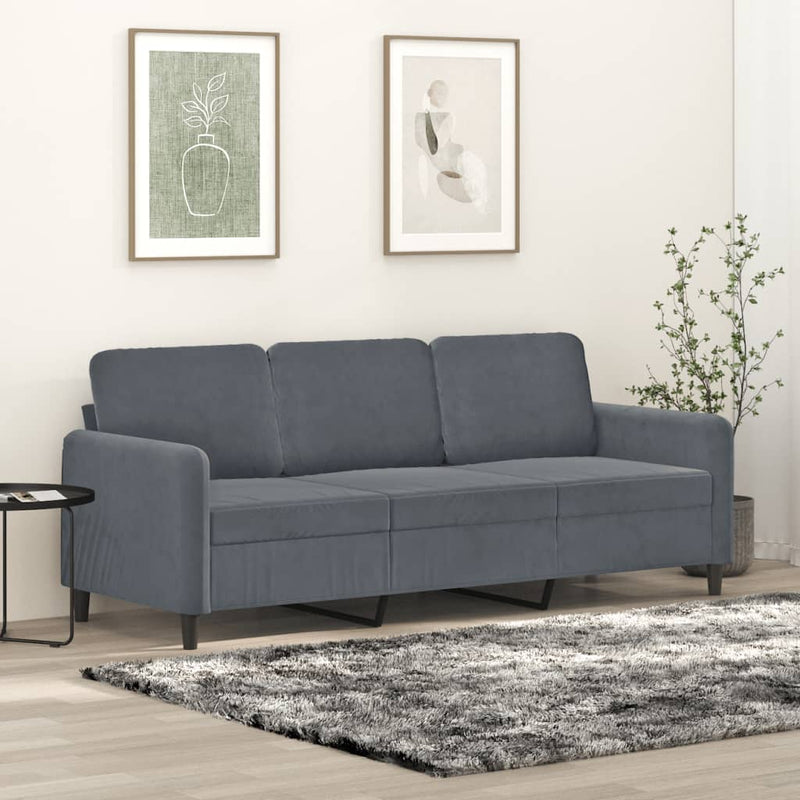 3-Sitzer-Sofa Dunkelgrau 180 cm Samt